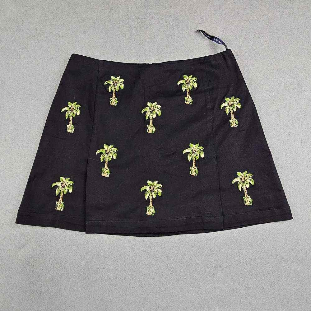 Boston Proper Womens Skort Size 4 Black Embroidered Palm Tree BWB11081 New
